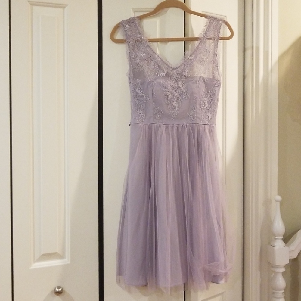 Lavender dress w/ lace top and toole skirt "Lina"